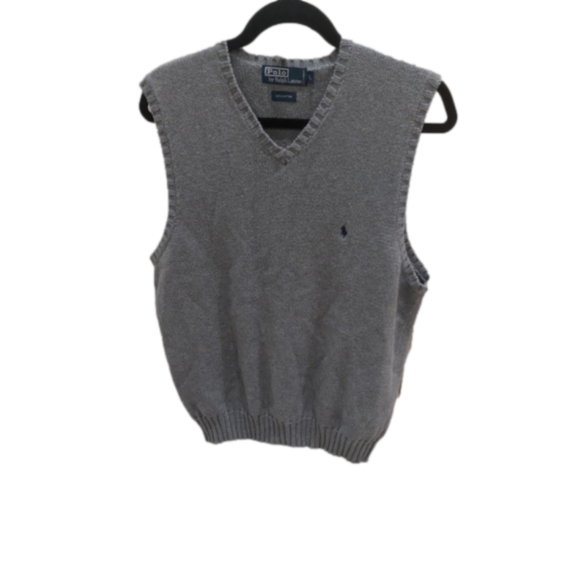 Ralph Polo Men V Neck Vest Size Large Gray